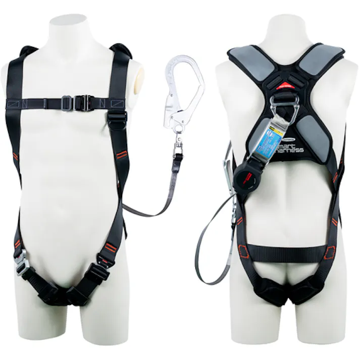 【CAINZ-DASH】藤井電工 スマートハーネス シングルランヤード付き ロック機構付き巻取式ワン・ハンドリトラ 黒 Mサイズ THSM510-OH93SV-OT-BLK-M-R23-BX【別送品】