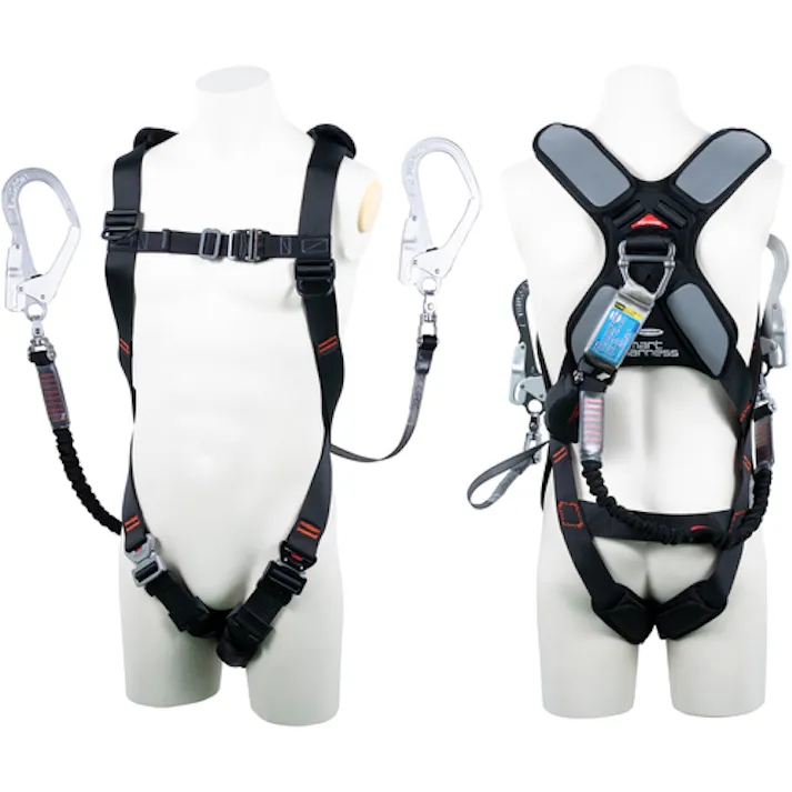 【CAINZ-DASH】藤井電工 スマートハーネス ダブルランヤード付き ロック機構付き巻取式ワン・ハンドリトラ+伸縮式ノビロン(BK) 黒 Mサイズ THSM510-OHNV93SVOT-BLKM-2R23BX【別送品】