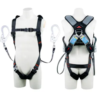 【CAINZ-DASH】藤井電工 スマートハーネス ツインランヤード付き ロック機構付き巻取式ワン・ハンドリトラ 黒 Mサイズ THSM510-2OH93SV-OTBLK-M-2R23BX【別送品】