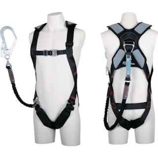 【CAINZ-DASH】藤井電工 スマートハーネス シングルランヤード付き 伸縮式ノビロン(BK) 黒 Lサイズ TH-SM510-NV93SV-OT-BLK-L-R23BX【別送品】