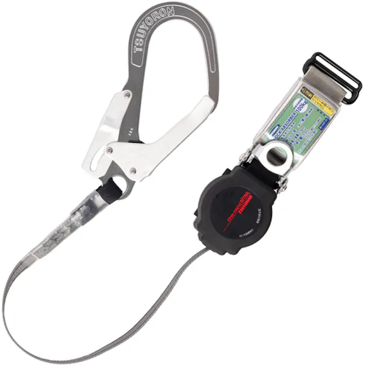 【CAINZ-DASH】藤井電工 胴ベルト型墜落制止用器具用ランヤード(巻取タイプ)ロック機構付き ワン・ハンドリトラ フックFS-93 TBL-AR-ORL-593-BP【別送品】