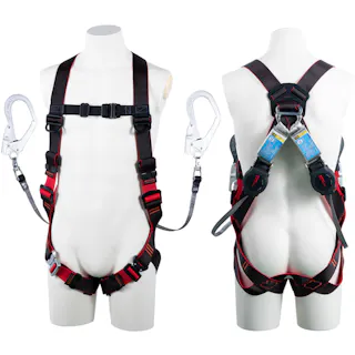 【CAINZ-DASH】藤井電工 レヴォハーネス ツインランヤード付き ロック機構付き巻取式ワン・ハンドリトラ 黒・赤 Lサイズ TH-508-2OH93SV-OT-BKR-L-2R23BX【別送品】