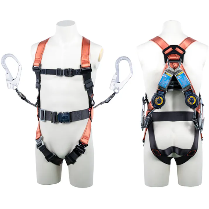 【CAINZ-DASH】藤井電工 コアハーネス 胴ベルト付き ツインランヤード付き ロック機構付き巻取式SRリトラ オレンジ Lサイズ TH-502-2TR93SV-OT-L-OR-2R23-BX【別送品】