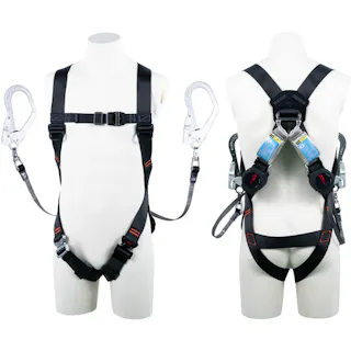 【CAINZ-DASH】藤井電工 ライトハーネス ツインランヤード付き ロック機構付き巻取式ワン・ハンドリトラ 黒 Mサイズ TH-510-2OH93SV-OT-BLK-M-2R23BX【別送品】