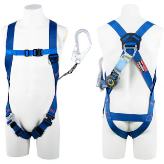 【CAINZ-DASH】藤井電工 ライトハーネス シングルランヤード付き ロック機構付き巻取式SRリトラ 青 Mサイズ TH-510-TR93SV-OT-BL4-M-R23-BX【別送品】