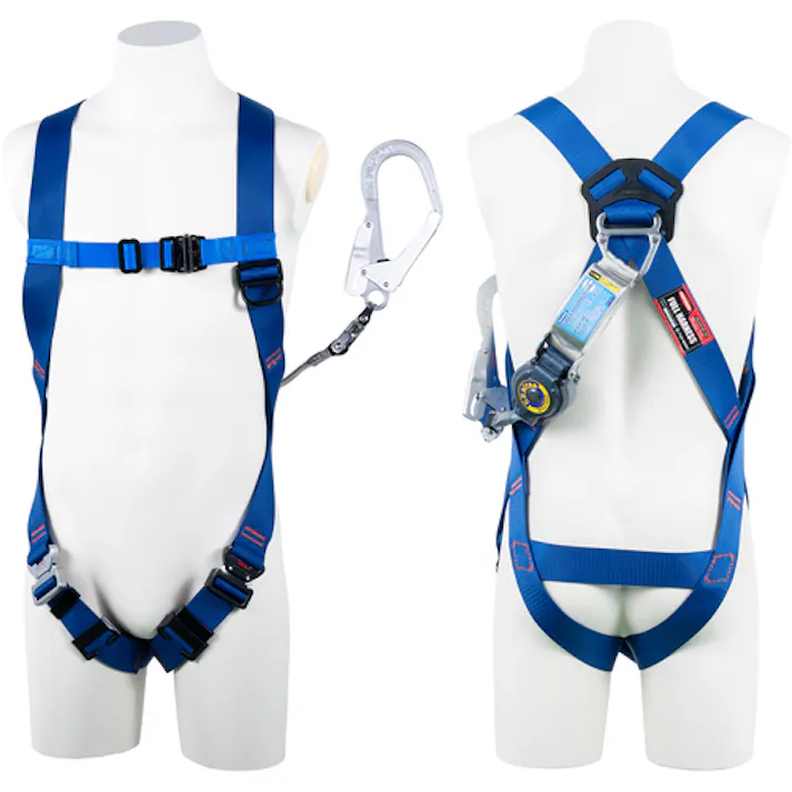 【CAINZ-DASH】藤井電工 ライトハーネス シングルランヤード付き ロック機構付き巻取式SRリトラ 青 Lサイズ TH-510-TR93SV-OT-BL4-L-R23-BX【別送品】