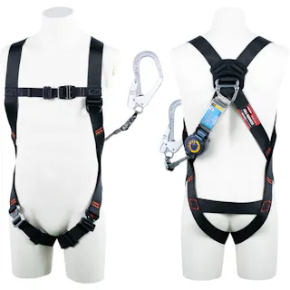 【CAINZ-DASH】藤井電工 ライトハーネス シングルランヤード付き ロック機構付き巻取式SRリトラ 黒 Lサイズ TH-510-TR93SV-OT-BLK-L-R23-BX【別送品】