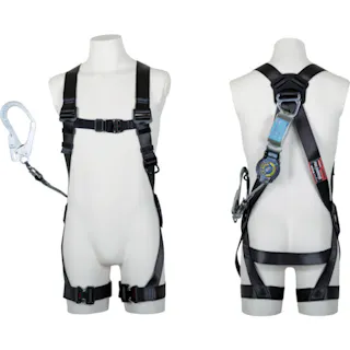 【CAINZ-DASH】藤井電工 黒影ハーネス シングルランヤード付き ロック機構付き巻取式SRリトラ ダークグレー Lサイズ TH-504-TR93SV-OT-DG-L-R23-BX【別送品】