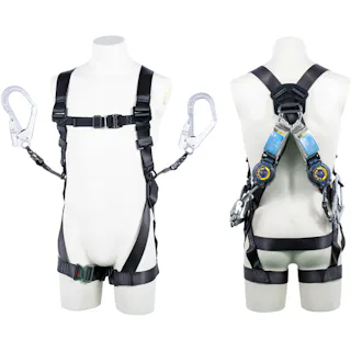 【CAINZ-DASH】藤井電工 黒影ハーネス ツインランヤード付き ロック機構付き巻取式SRリトラ ダークグレー Mサイズ TH-504-2TR93SV-OT-DG-M-2R23-BX【別送品】