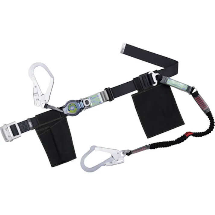 【CAINZ-DASH】藤井電工 胴ベルト型墜落制止用器具(巻取タイプ)ランヤード2丁掛け仕様 ロック機構付きロックリトラ+伸縮式ノビロン(BK)黒 Mサイズ 幅50MM×長さ1200MM TB2LRL593NV5931BLKBKMBP【別送品】