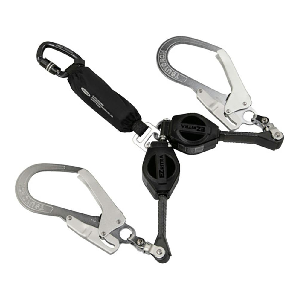 ツヨロン ハーネス胴ベルト兼用ランヤード ツインランヤード ロック機構付き巻取式EZリトラ TL-2-EZ93SV-21KSG-130KGBX
