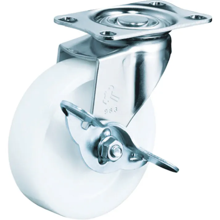 【CAINZ-DASH】ハンマーキャスター Eシリーズ旋回式ナイロン車輪 65mm ストッパー付 415E-N65【別送品】
