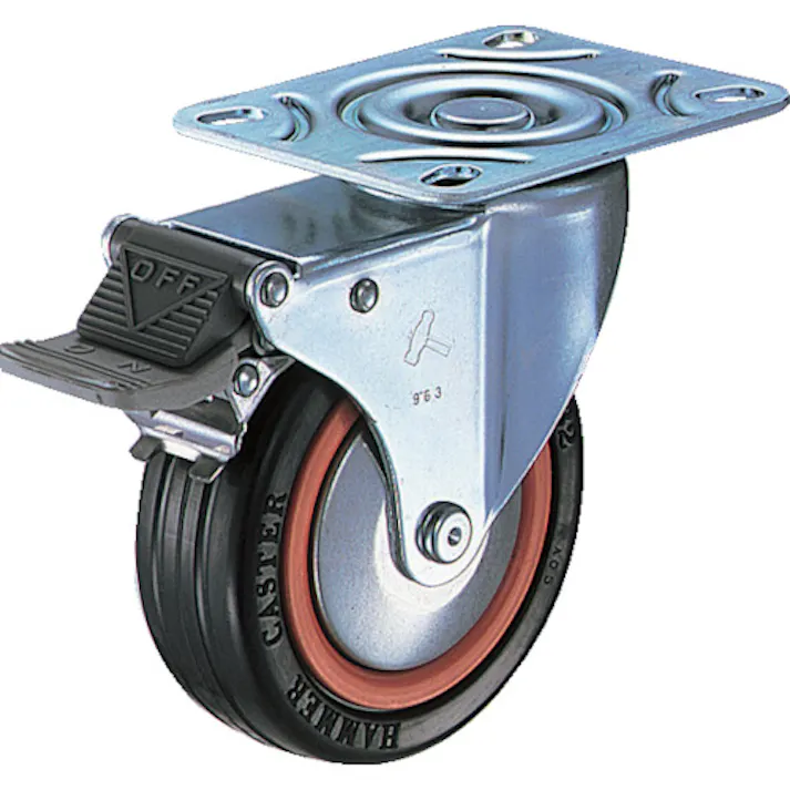 【CAINZ-DASH】ハンマーキャスター Mシリーズ 自在 SP付 ゴム車 100mm トータルロック 415M-RB100【別送品】