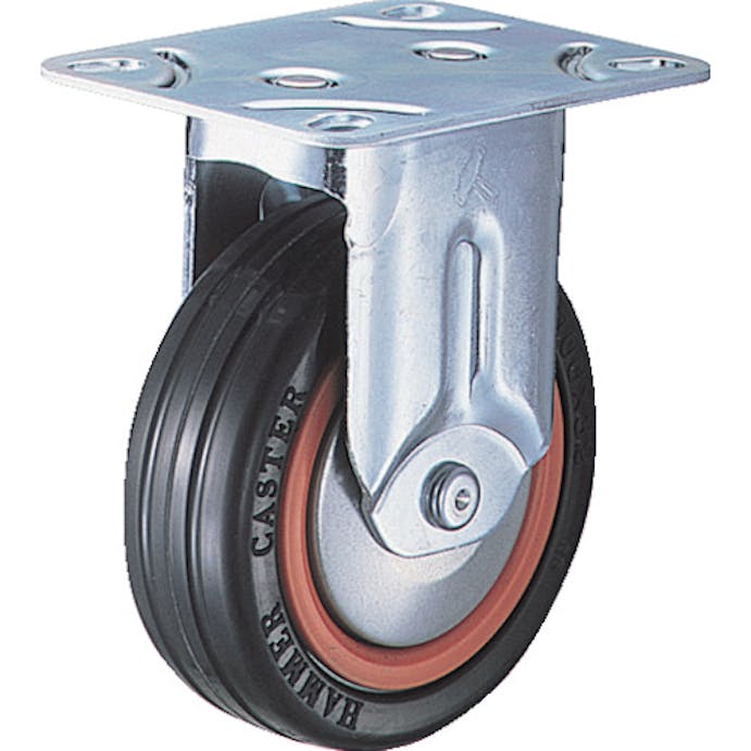 【CAINZ-DASH】ハンマーキャスター 固定式ゴム車輪（ナイロンホイール・ボールベアリング）１００ｍｍ　トータルロック 420MR-RB100【別送品】