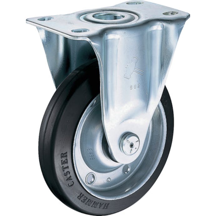 【CAINZ-DASH】ハンマーキャスター 固定式ゴム車輪（スチールホイール・ローラーベアリング）１００ｍｍ 420SR-RB100【別送品】