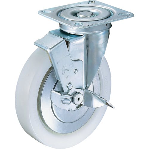 【CAINZ-DASH】ハンマーキャスター 旋回式ナイロン車輪（ラジアルボールベアリング）２００ｍｍ　ストッパー付 419S-NRB200【別送品】