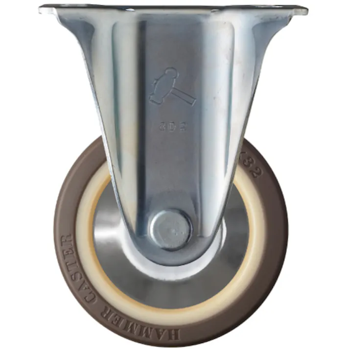 【CAINZ-DASH】ハンマーキャスター 固定式ウレタン車輪(ナイロンホイール・ラジアルボールベアリング)100mm 400SR-UB100【別送品】