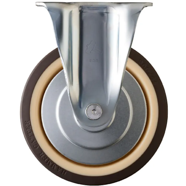 【CAINZ-DASH】ハンマーキャスター 固定式ウレタン車輪(ナイロンホイール・ラジアルボールベアリング)200mm 400SR-UB200【別送品】