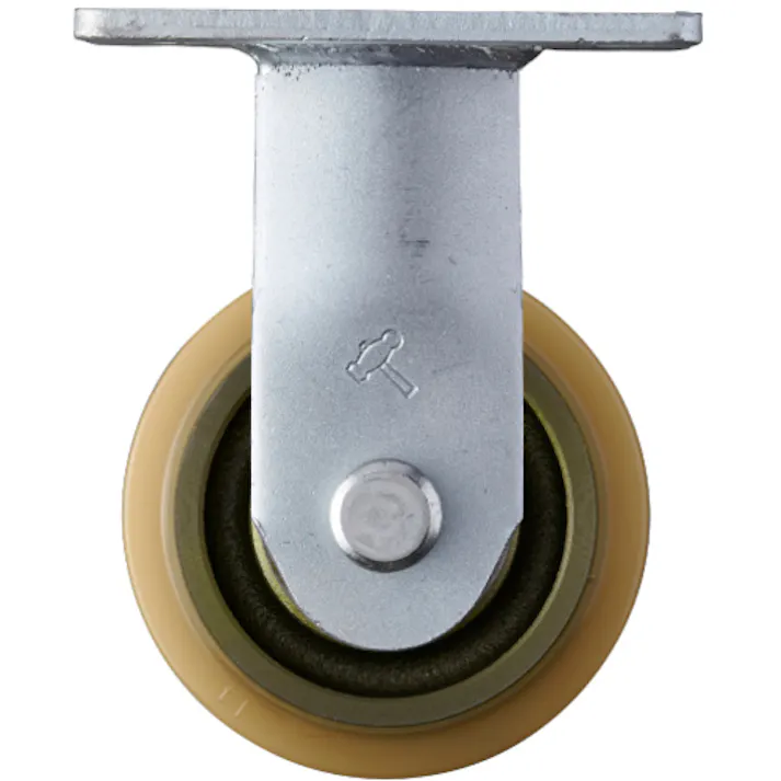 【CAINZ-DASH】ハンマーキャスター 重荷重用固定式ウレタン車輪(イモノホイール・ラジアルボールベアリング)100mm 500BPR-CU100【別送品】