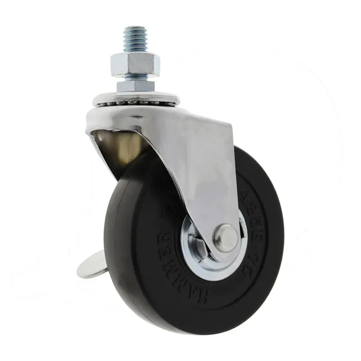 ハンマー ねじ込み旋回式ゴム車輪 ストッパー付 415A-20R75 75mm W3/8