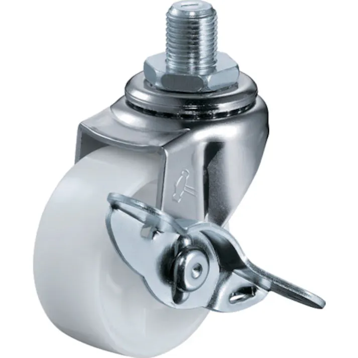 【CAINZ-DASH】ハンマーキャスター ねじ込み旋回式ナイロン車輪 50mm M12 ストッパー付 415A-30N50【別送品】