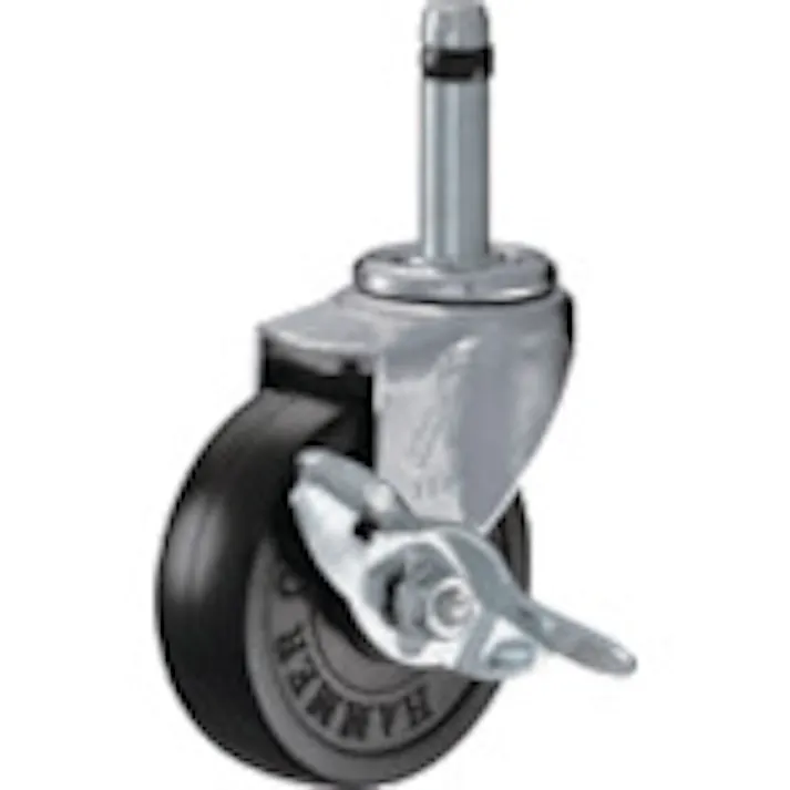 【CAINZ-DASH】ハンマーキャスター 差込み旋回式ゴム車輪 65mm ストッパー付 415K-R65【別送品】
