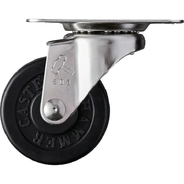 【CAINZ-DASH】ハンマーキャスター Eシリーズオールステンレス 旋回式ゴム車輪 50mm 320E-R50【別送品】