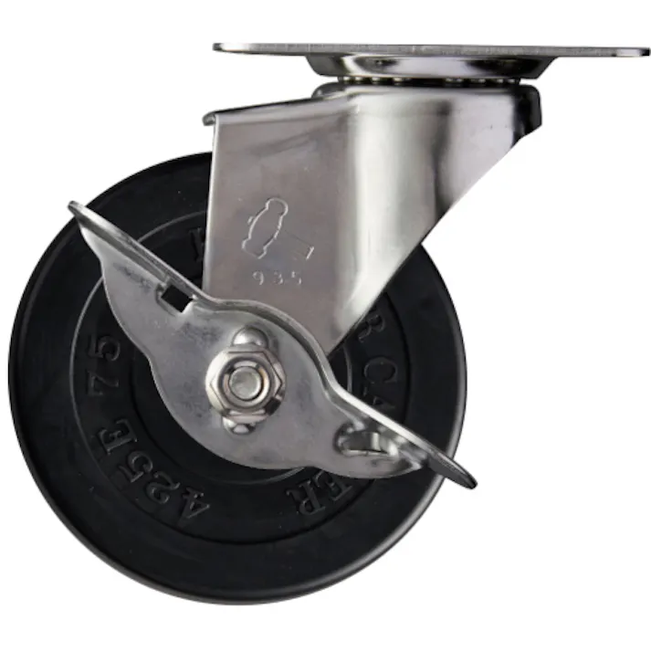【CAINZ-DASH】ハンマーキャスター Eシリーズオールステンレス 旋回式ゴム車輪 75mm ストッパー付 315E-R75【別送品】