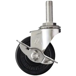 【CAINZ-DASH】ハンマーキャスター EAシリーズオールステンレス 旋回式ゴム車輪65mm ストッパー付 315EA-R65【別送品】