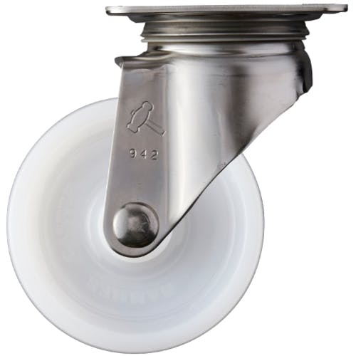 【CAINZ-DASH】ハンマーキャスター Ｓシリーズオールステンレス　旋回式ナイロン車輪　１００ｍｍ 320S-N100【別送品】