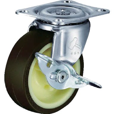 【CAINZ-DASH】ハンマーキャスター Ｇシリーズ旋回式ウレタン車輪（ナイロンホイール）５０ｍｍ　ストッパー付 415G-UR50【別送品】