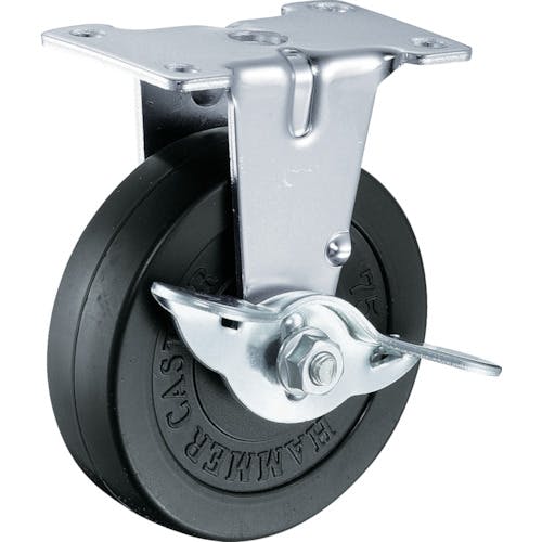 【CAINZ-DASH】ハンマーキャスター Ｅシリーズ固定式ゴム車輪　１２５ｍｍ　ストッパー付 415ER-R125【別送品】