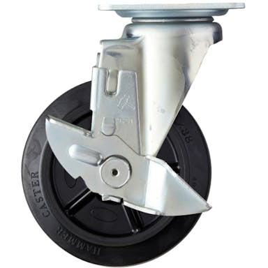 【CAINZ-DASH】ハンマーキャスター 静音旋回式ゴム車輪（ナイロンホイール・ラジアルボールベアリング）１５０ｍｍ　ストッパー付 413BBS-FR150【別送品】