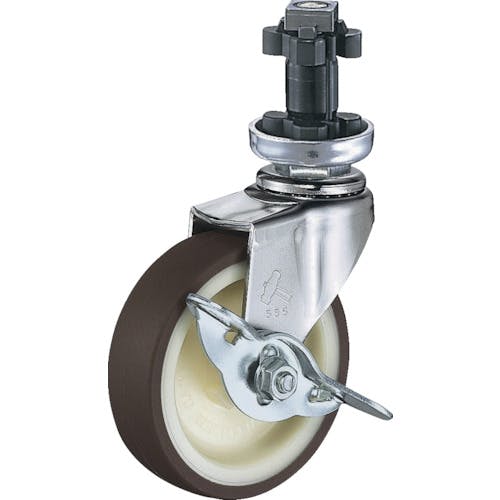 ハンマーキャスター パイプ差込み旋回式ウレタン車輪(ナイロンホイール)75mm φ38用 SP付 4152EN-UR75 パイプ差し込み式キャスター(ウレタン車)