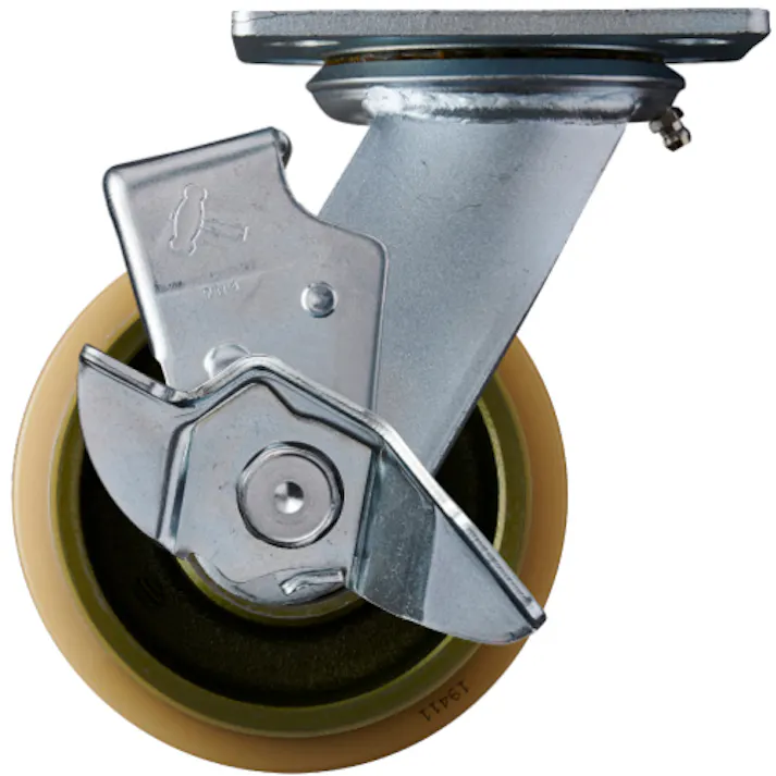 【CAINZ-DASH】ハンマーキャスター 重荷重用旋回式ウレタン車輪(イモノホイール・ラジアルボールベアリング)125mm SP付 519BPS-CU125【別送品】