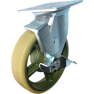 【CAINZ-DASH】ハンマーキャスター 重荷重用旋回式ウレタン車輪（イモノホイール・ラジアルボールベアリング）２００ｍｍ　ＳＰ付 519BPS-CU200【別送品】