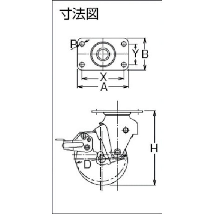 【CAINZ-DASH】ハンマーキャスター クッションキャスター旋回式ゴム車輪　１００ｍｍ　線径２．９ｍｍ　ストッパー付 935BBE-FR100-29【別送品】