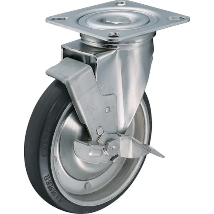 【CAINZ-DASH】ハンマーキャスター Sシリーズオールステンレス自在SP付ゴム車200mm 319S-RB200【別送品】
