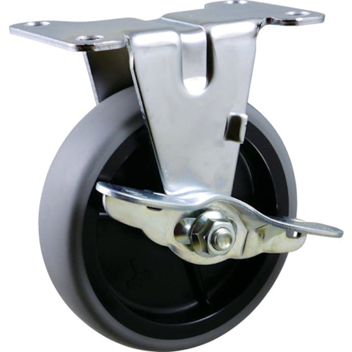 【CAINZ-DASH】ハンマーキャスター Ｅシリーズ固定式エラストマー車輪（ＰＰホイール）１００ｍｍ　ストッパー付 415ER-L100【別送品】