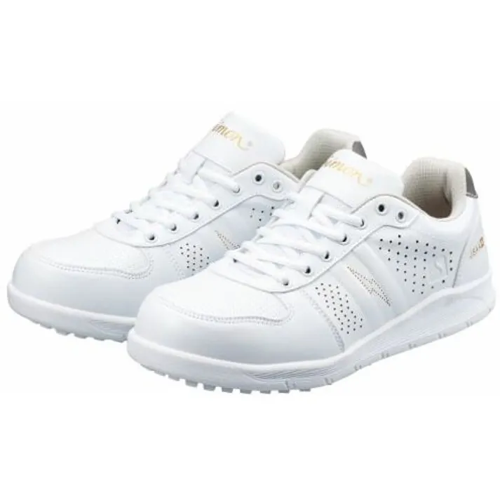 【CAINZ-DASH】シモン 耐滑静電プロスニーカー NS611白静電 24.5cm NS611WS-24.5【別送品】