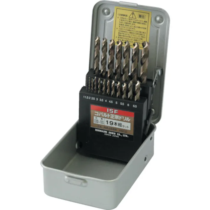 【CAINZ-DASH】イシハシ精工 コバルト正宗ドリル 19本組セット(スチールケース入り) COD-19S【別送品】