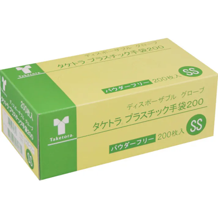 【CAINZ-DASH】竹虎 タケトラ プラスチック手袋200パウダーフリー SS 200枚入 075881【別送品】
