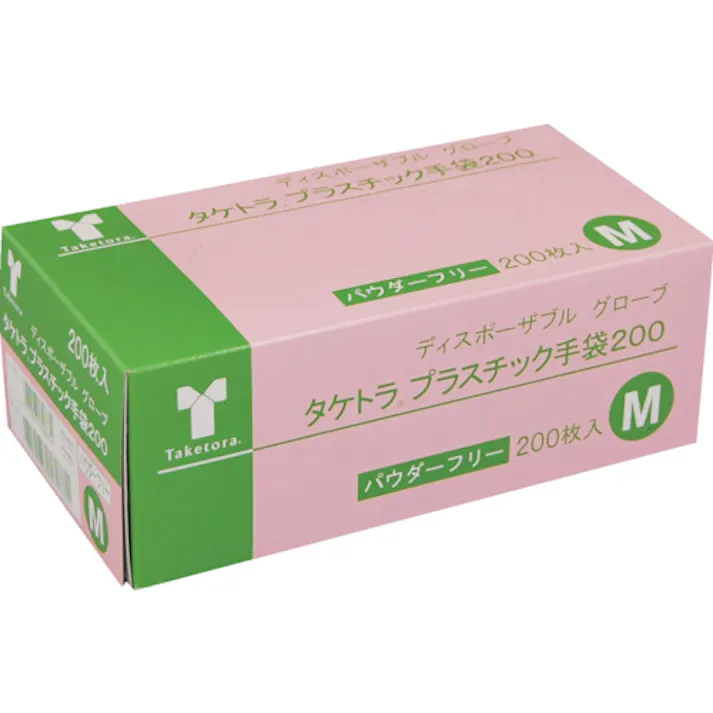 【CAINZ-DASH】竹虎 タケトラ プラスチック手袋200パウダーフリーM 200枚入 075883【別送品】