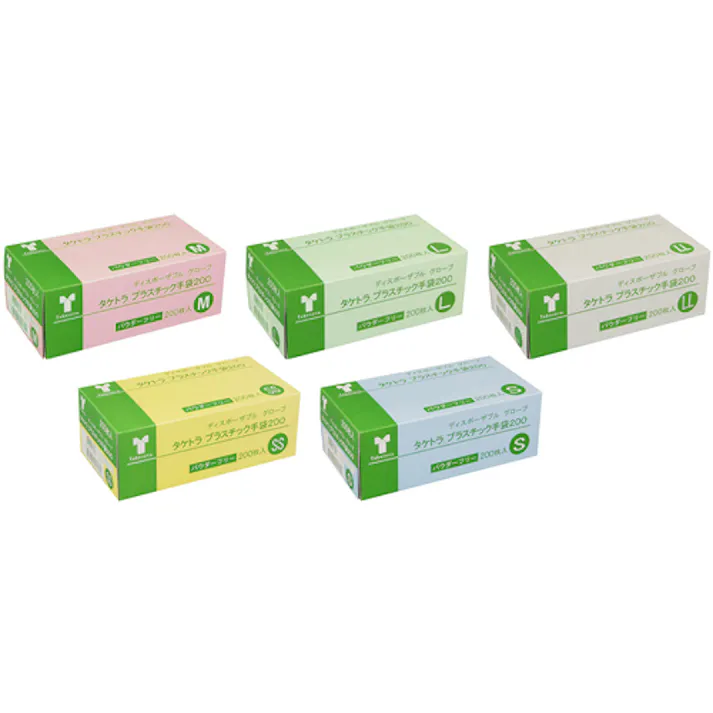 【CAINZ-DASH】竹虎 タケトラ プラスチック手袋200パウダーフリーM 200枚入 075883【別送品】