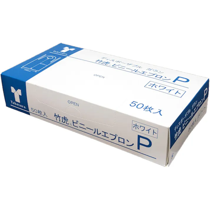 【CAINZ-DASH】竹虎 ビニールエプロンP ホワイト 50枚入 076355【別送品】