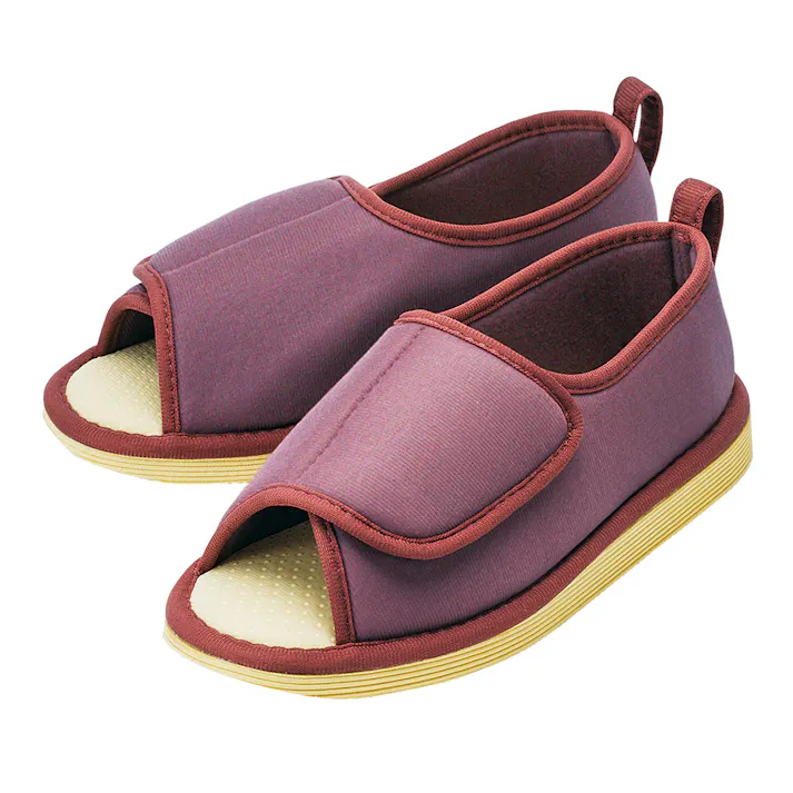 転倒予防シューズ つま先なし あずき M