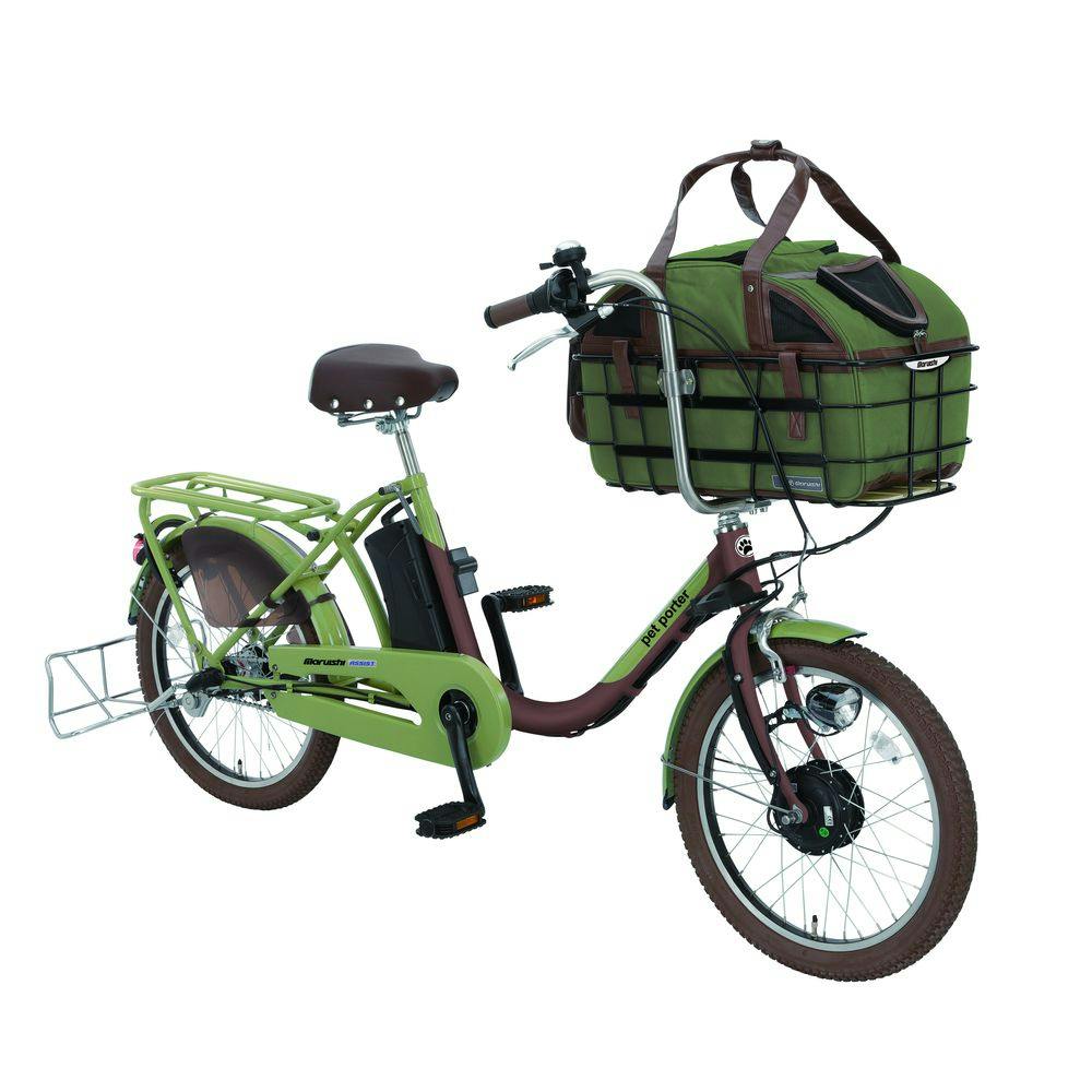 自転車】《丸石サイクル》電動アシスト自転車 ペットポーターアシスト pet porter 20インチ 3段変速 マットオリーブ | 電動自転車 ・三輪車・電動アシスト自転車 通販 | ホームセンターのカインズ