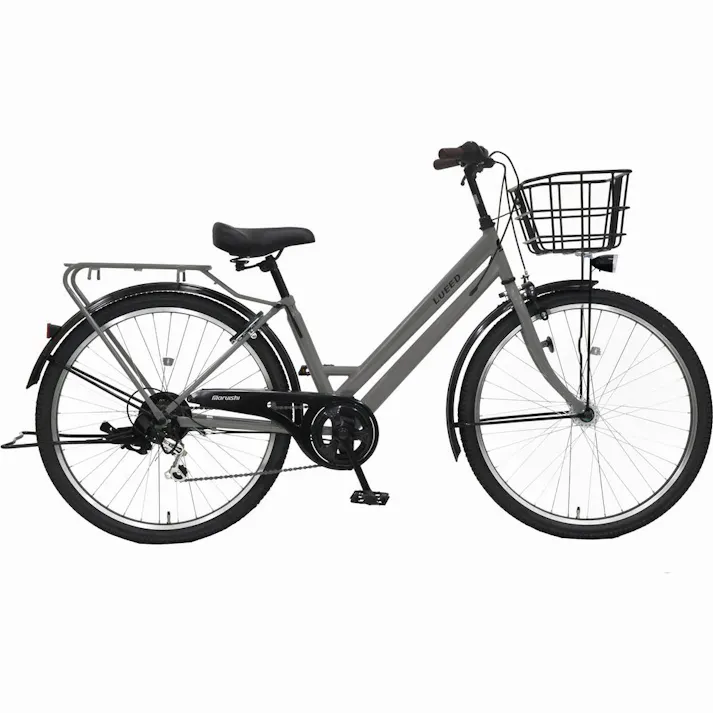 【自転車】25年モデル ルイードシティHD 26インチ 外装6段変速 266×1.85 マットウォームグレー
