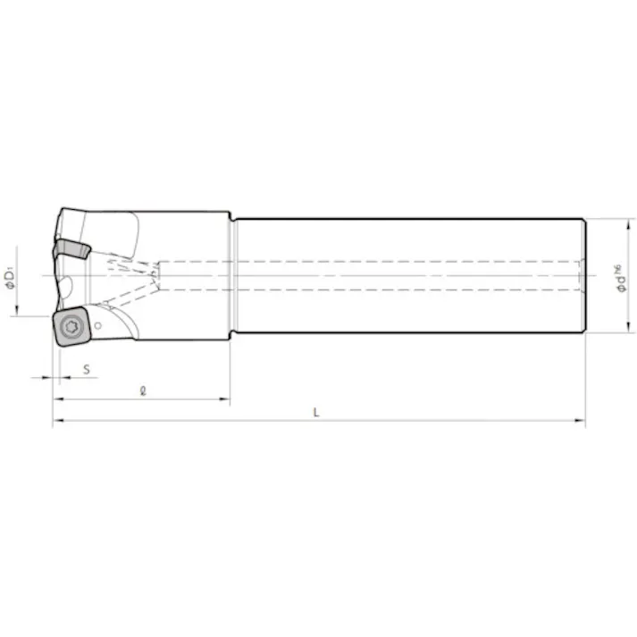 【CAINZ-DASH】京セラ 高送りカッタ MFH Harrier エンドミル(SOMT10タイプ)ロングシャンク 刃径28mm 刃数2枚 全長200mm シャンク径25mm MFH28-S25-10-2T-200【別送品】