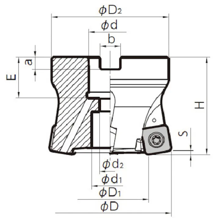 【CAINZ-DASH】京セラ 高送りカッタ MFH Harrier フェースミル(SOMT14タイプ)ミリ仕様 刃径63mm 刃数5枚 全長50mm MFH063R-14-5T-22M【別送品】
